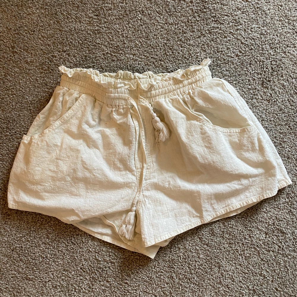 Showpo Cream Tassel Drawstring Lined Shorts US Size 6